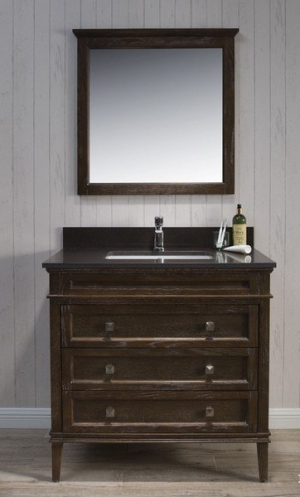 Bordeux 36-Inch Black Red Oak-Mocha Woodland Quartz